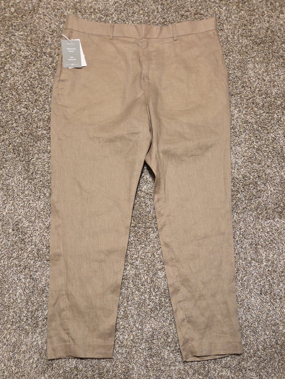 H&M Men's Slim Fit 100% Linen Pants in Khaki